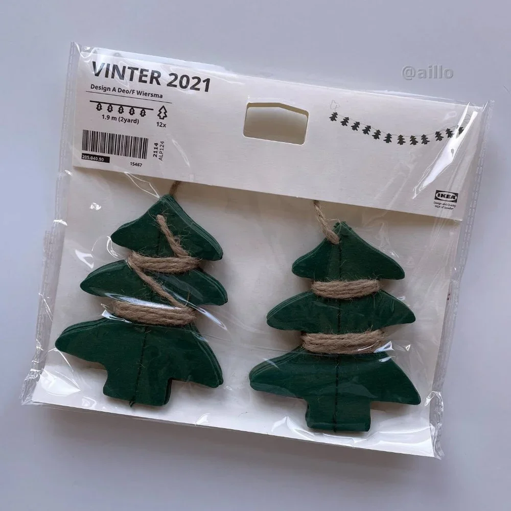 IKEA VINTER 2021 Garland, handmade Christmas tree shaped, green, 2 yard